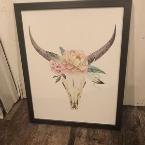 Rustic Skull & Floral Picture